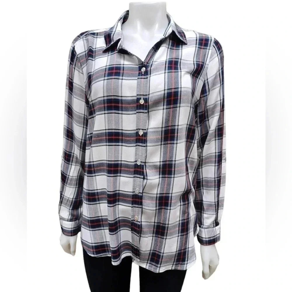 Jane And Delancy Hi Low Plaid Long Sleeve Shirt Size XL